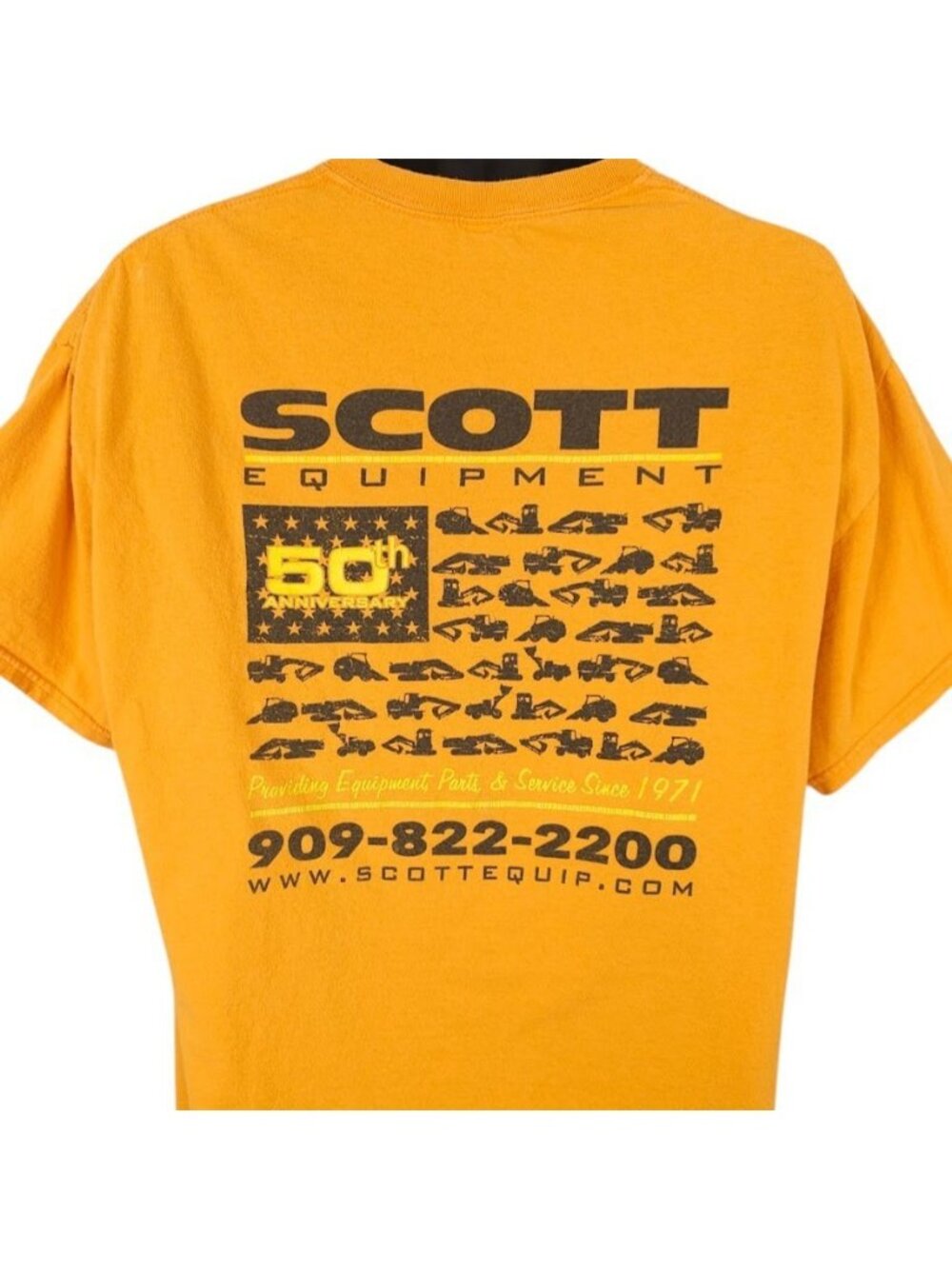 Scott Equipment T Shirt Mens Size XL Yellow Heavy Duty Construction Tee